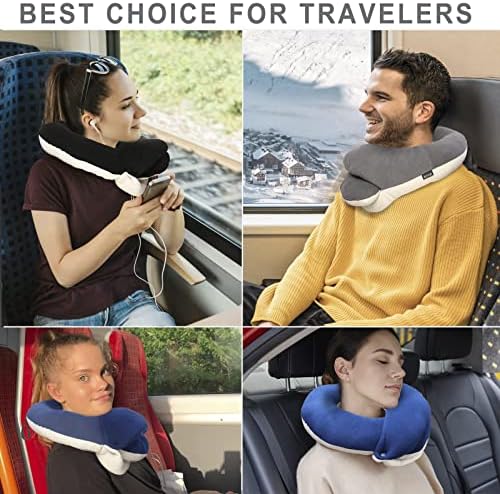 BUYUE Travel Neck Pillows for Airplanes, 360° Head Support Sleep for Long Flight, Skin-Friendly & Breathable, Kit with 3D Contoured Eye Mask, Earplugs and Storage Bag (Adult, Grey, 100+ lbs) - Image 6