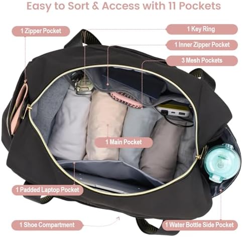 Cambond Weekender Bags for Women - Carry on Overnight Bags for Women Travel with Expandable Shoe Compartment and USB Charging Port, Travel Duffel Gym Bags with Toiletry Underwear Laundry Bag, 4 Set - Image 4