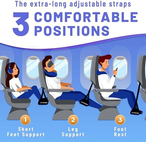 Airplane Foot Hammock (Memory Foam), Perfect Airplane Footrest to Relax Your Feet | Foot Hammock for Airplane Travel Accessories, Desk Foot Hammock, Travel Foot Rest, Comfy Foot Hanger Airplane - Image 2
