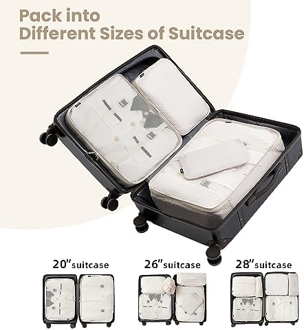 BAGAIL 10 Set Packing Cubes Various Sizes Packing Organizer for Travel Accessories Luggage Carry On Suitcase-Cream - Image 7