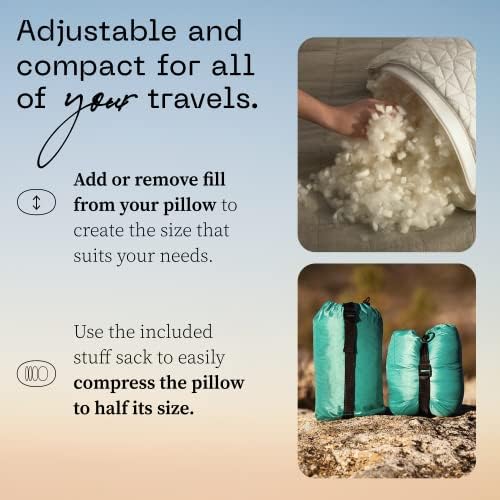 Coop Home Goods Original Travel & Camp Adjustable Pillow, Small Camping Pillow with Compressible Stuff Sack - Medium-Firm Memory Foam with Lulltra Washable Cover, CertiPUR-US Certified (19x13) - Image 5