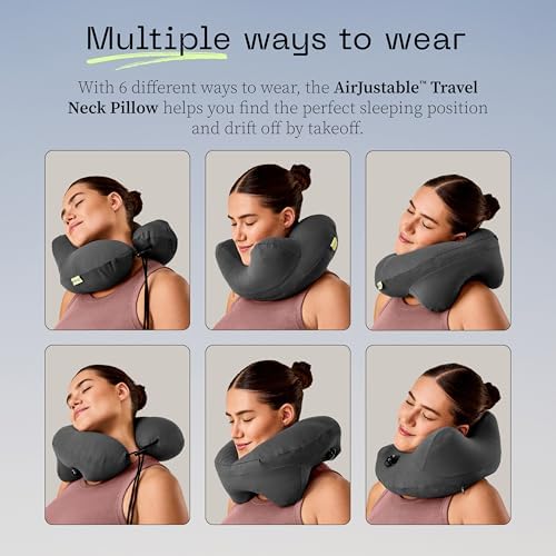 Coop Home Goods AirJustable Travel Neck Pillow, Inflatable, Adjustable Support for Neck & Chin, Compact Travel Pillow, Soft Memory Foam Comfort, Airplane Travel Essentials, Cooling & Washable Cover - Image 4