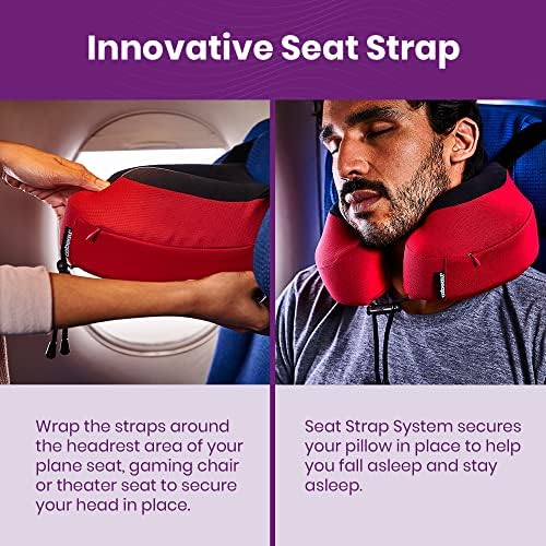 Cabeau Evolution S3 Travel Neck Pillow Memory Foam Neck Support, Adjustable Clasp, and Seat Strap Attachment - Comfort On-The-Go with Carrying Case for Airplane, Train, and Car (Jet Black) - Image 4