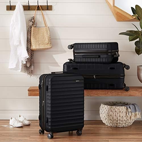 Amazon Basics Suitcase, Hardside Luggage with Spinner Wheels, Scratch-Resistant Surface, Black, 21-Inch - Image 7