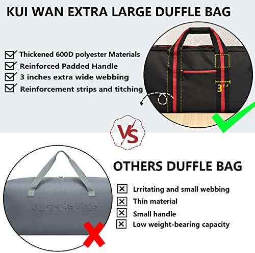 100L Large Duffle Bag, 31.1” Foldable Weekender Bag, Lightweight Travel Bag for Overnight Camping, Storage, Water Resistant Duffel Holdall Bag for Men Women - Image 5
