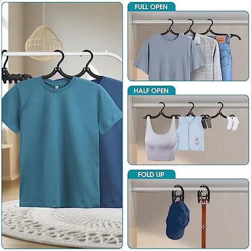 30 Pcs Travel Hangers Portable Foldable Travel Hanger Organizer, Plastic Travel Accessories Essentials Clothes Hanging Rack Folding Hangers for Traveling Camping Flying RV Cruises Suitcase, Black - Image 3