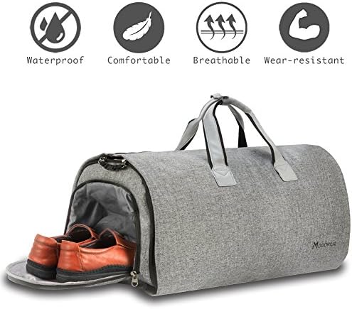 Convertible Garment Bag with Shoulder Strap, Modoker Carry on Garment Duffel Bag for Men Women - 2 in 1 Hanging Suitcase Suit Travel Bags (Grey) - Image 4