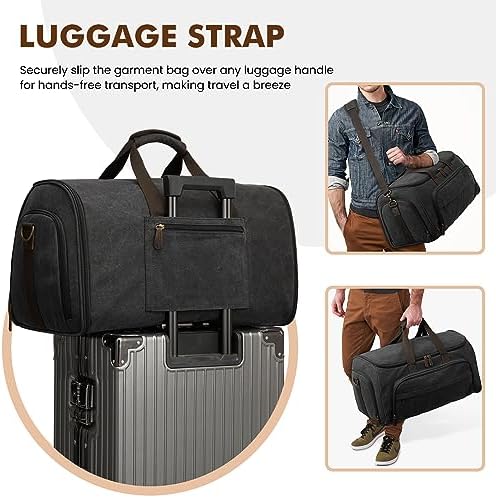 S-ZONE Carry On Garment Bag for Travel Convertible Garment Duffle Bag Suit Bags for Men Women Travel 2 in 1 Hanging Suitcase Business Travel Bag with Toiletry Bag, Black, 50l - Image 8