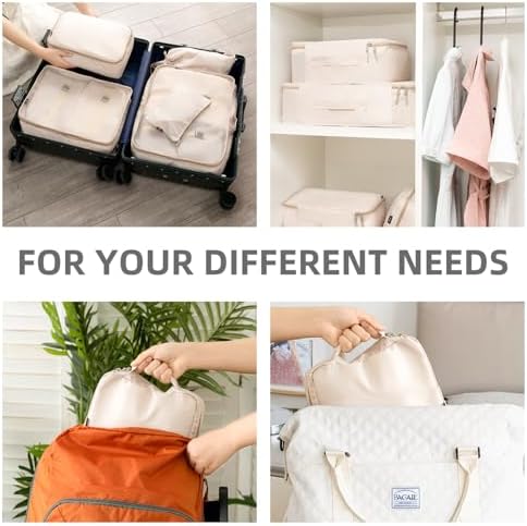 BAGAIL 8 Set Packing Cubes Luggage Packing Organizers for Travel Accessories-Cream - Image 7