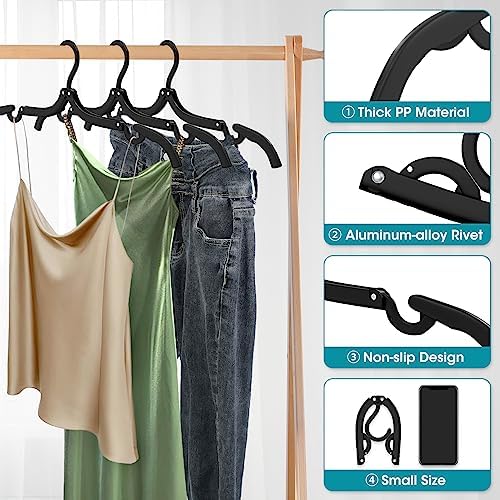 30 Pcs Travel Hangers Portable Foldable Travel Hanger Organizer, Plastic Travel Accessories Essentials Clothes Hanging Rack Folding Hangers for Traveling Camping Flying RV Cruises Suitcase, Black - Image 4