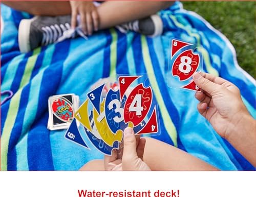 Mattel Games UNO Splash Card Game for Outdoor Camping, Travel & Family Nights with Water-Resistent Plastic Cards - Image 3
