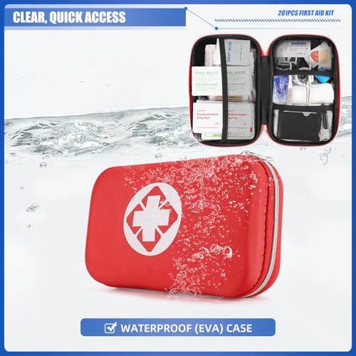 Mini Travel First Aid Kit, Emergency Kit with 201PCS First Aid Supplies and Waterproof Compact Bag, Survival Medical Kit for Home Car Office Camping Hiking - Image 4
