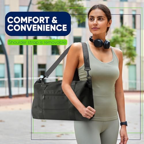 Travel Duffle Bag, Weekender Travel Bag Men Small Gym Bag for Women, Hospital Bag for Labor and Delivery, Overnight Bag Luggage Bag with Trolley Sleeve, Airplane Travel Essentials for Flying(Black) - Image 7