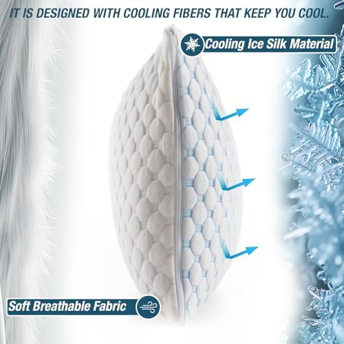 Cooling Shredded Memory Foam Pillow for Travel and Camping – Adjustable Gel for Personalized Support – Double-Sided Ice Silk & Soft Rayon – Lightweight, Compressible (White) (Travel) - Image 3