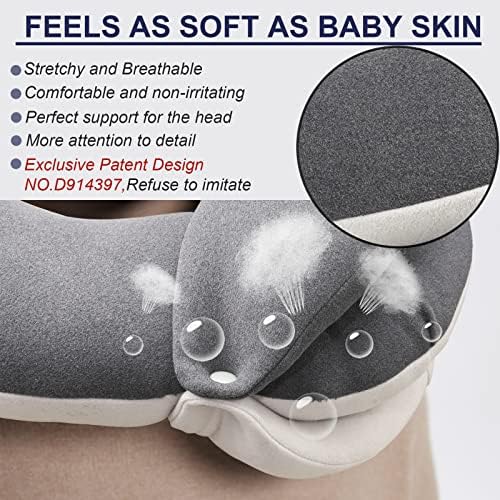 BUYUE Travel Neck Pillows for Airplanes, 360° Head Support Sleep for Long Flight, Skin-Friendly & Breathable, Kit with 3D Contoured Eye Mask, Earplugs and Storage Bag (Adult, Grey, 100+ lbs) - Image 4