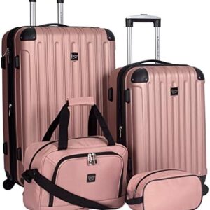 Travelers Club Midtown Hardside Luggage Travel, Rose Gold, 4-Piece Set