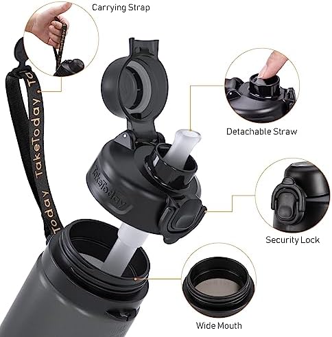 Collapsible Water Bottles 20oz, Leak Proof, BPA-Free, Foldable Silicone Travel Water Bottle with Straw Strap for Cycling, Hiking, Outdoors - Image 5