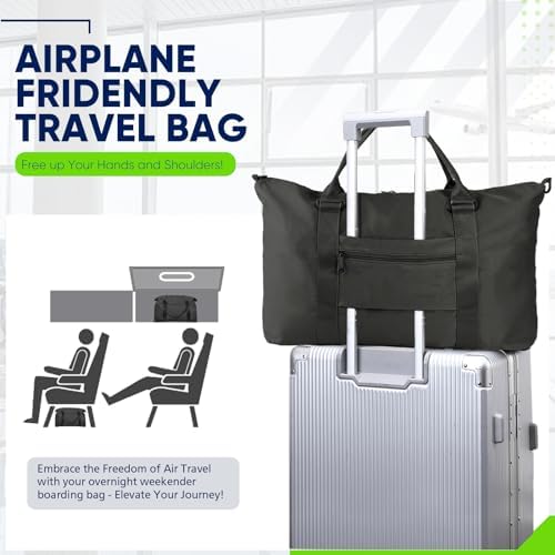 Travel Duffle Bag, Weekender Travel Bag Men Small Gym Bag for Women, Hospital Bag for Labor and Delivery, Overnight Bag Luggage Bag with Trolley Sleeve, Airplane Travel Essentials for Flying(Black) - Image 2