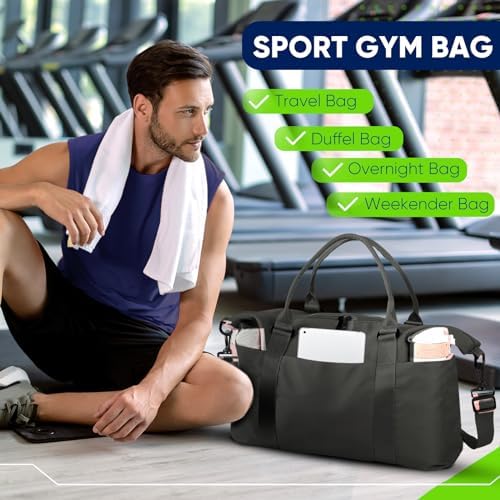 Travel Duffle Bag, Weekender Travel Bag Men Small Gym Bag for Women, Hospital Bag for Labor and Delivery, Overnight Bag Luggage Bag with Trolley Sleeve, Airplane Travel Essentials for Flying(Black) - Image 5