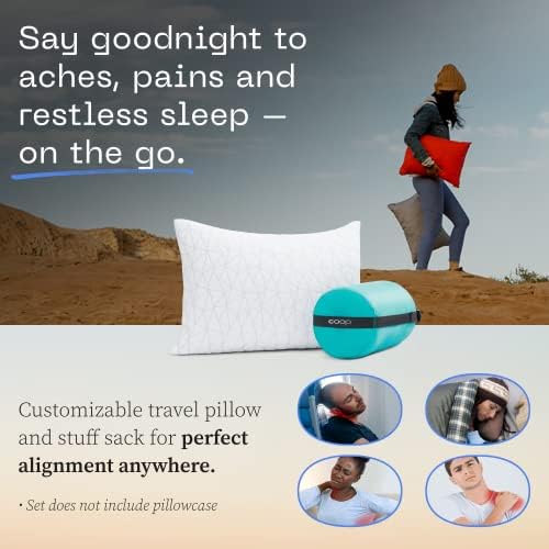 Coop Home Goods Original Travel & Camp Adjustable Pillow, Small Camping Pillow with Compressible Stuff Sack - Medium-Firm Memory Foam with Lulltra Washable Cover, CertiPUR-US Certified (19x13) - Image 2
