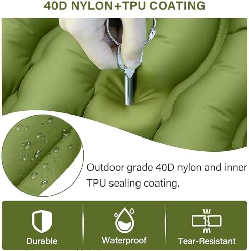 Yuzonc Camping Sleeping Pad, Ultralight Camping Mat with Pillow Built-in Foot Pump Inflatable Sleeping Pads Compact for Camping Backpacking Hiking Traveling Tent - Image 3